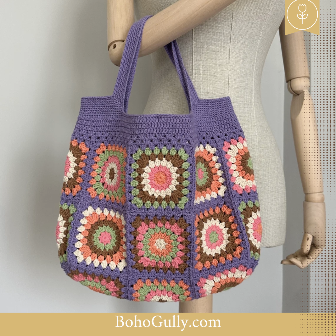 Granny Square Purple Hand Bag