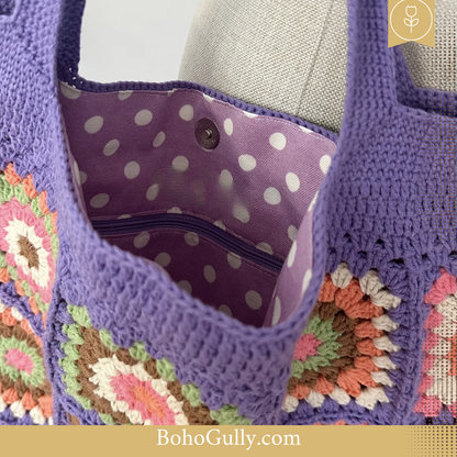 Granny Square Purple Hand Bag