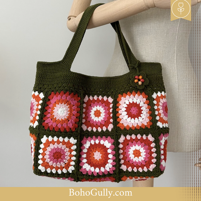 Granny Square Deep Brown Handbag