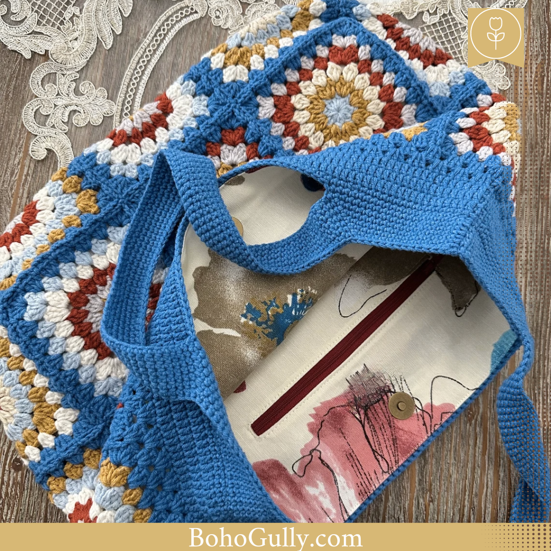 Granny Square Blue Hand Bag