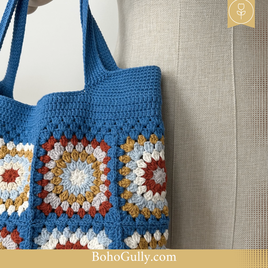 Granny Square Blue Hand Bag