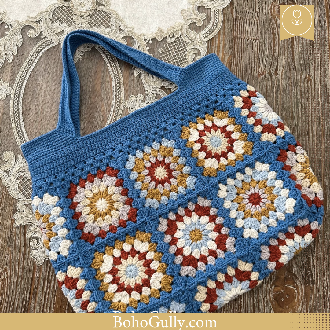 Granny Square Blue Hand Bag