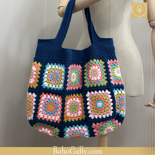 Granny Square Deep Blue Hand Bag