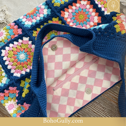 Granny Square Deep Blue Hand Bag