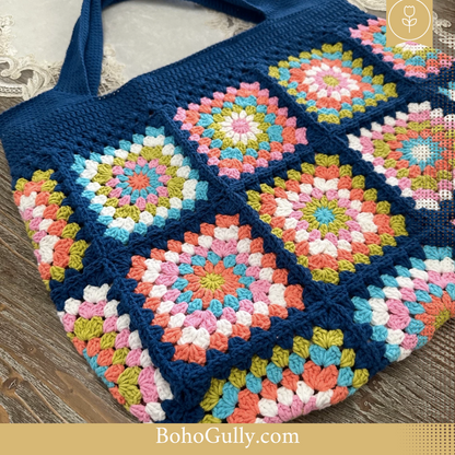 Granny Square Deep Blue Hand Bag