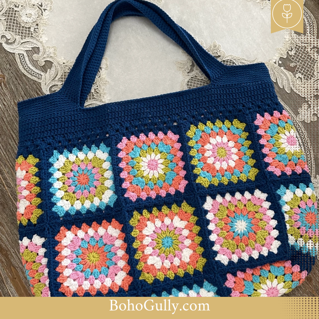 Granny Square Deep Blue Hand Bag