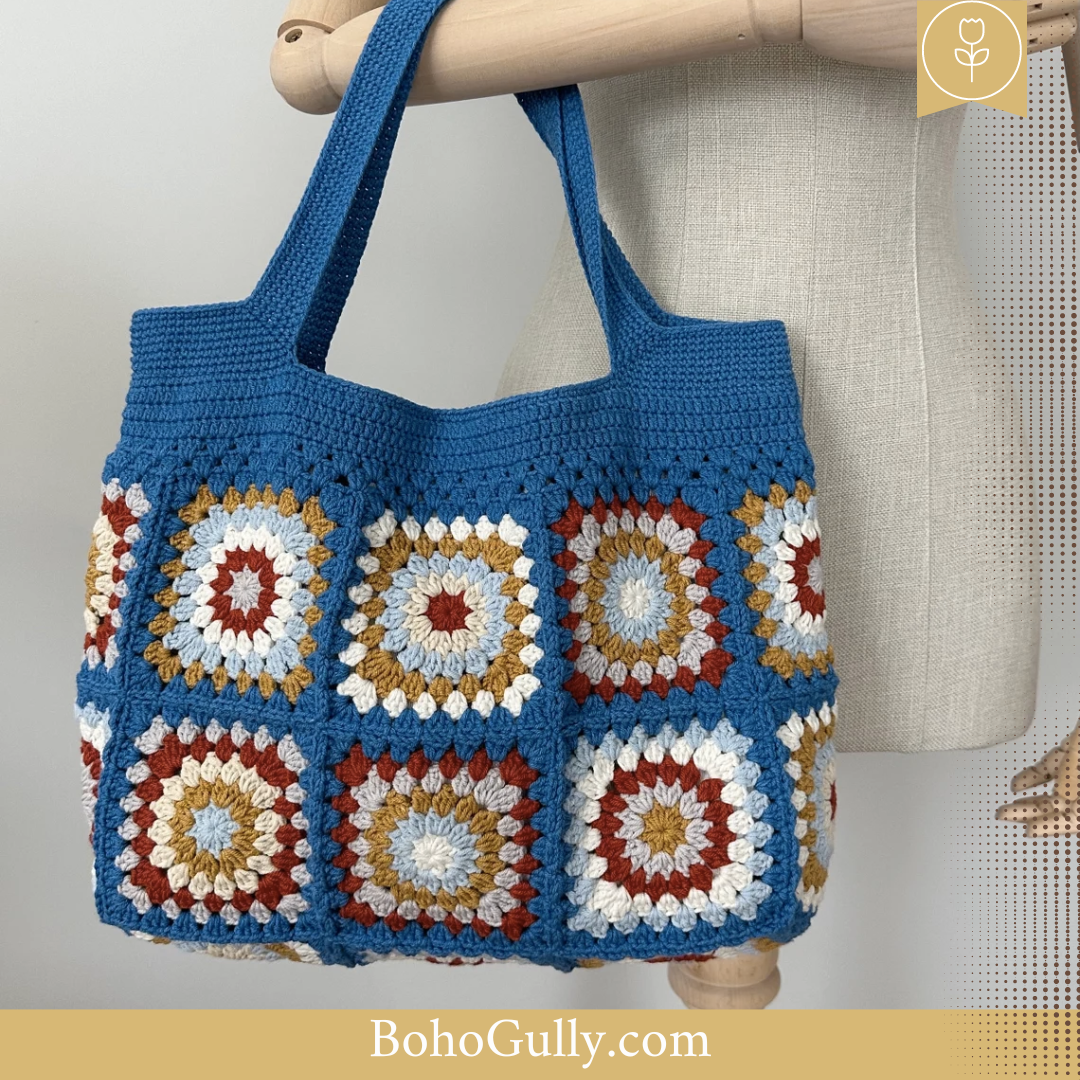 Granny Square Blue Hand Bag