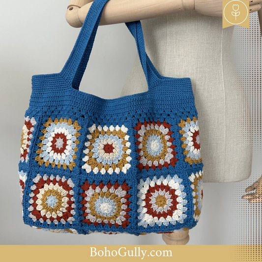 Granny Square Blue Hand Bag